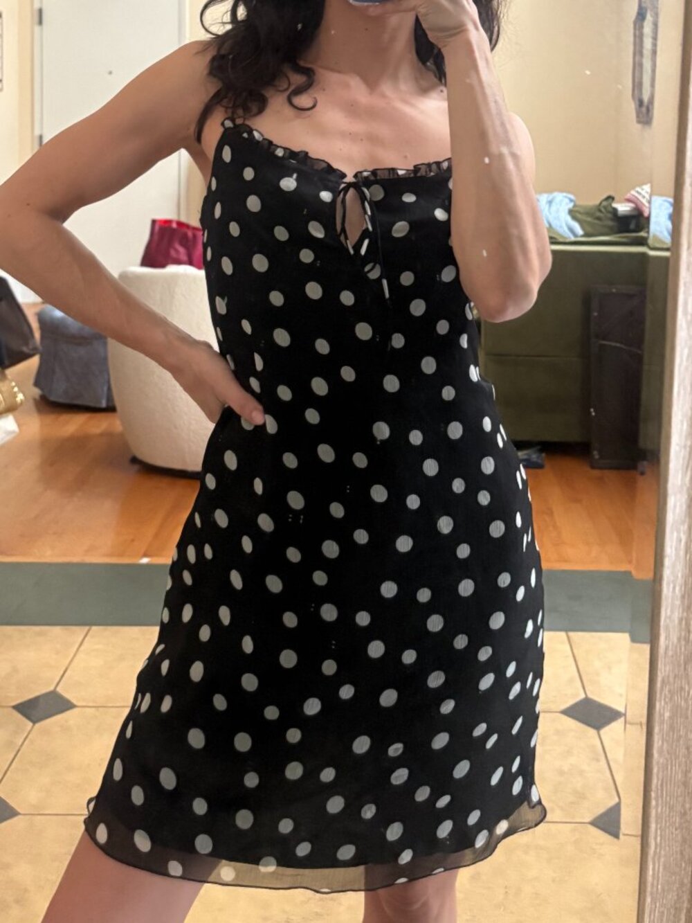 A&F Black and White Polka Dot Mini M Tall